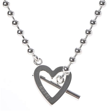 gucci trademark sterling silver heart pendant necklace|Gucci toggle heart necklace.